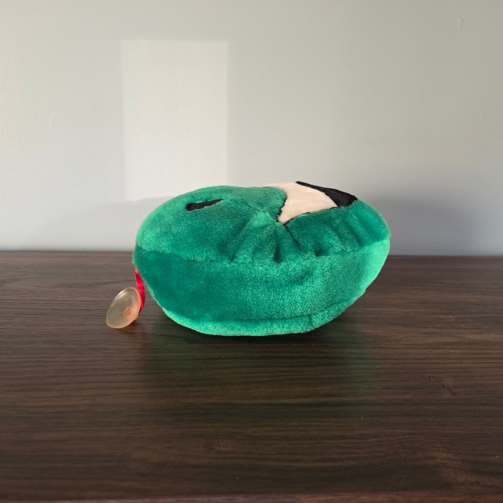 Vintage 1996 Sugar Loaf Green Smiley Face Plush 8in Suction Cup Toy Retro Decor - Picture 3 of 8